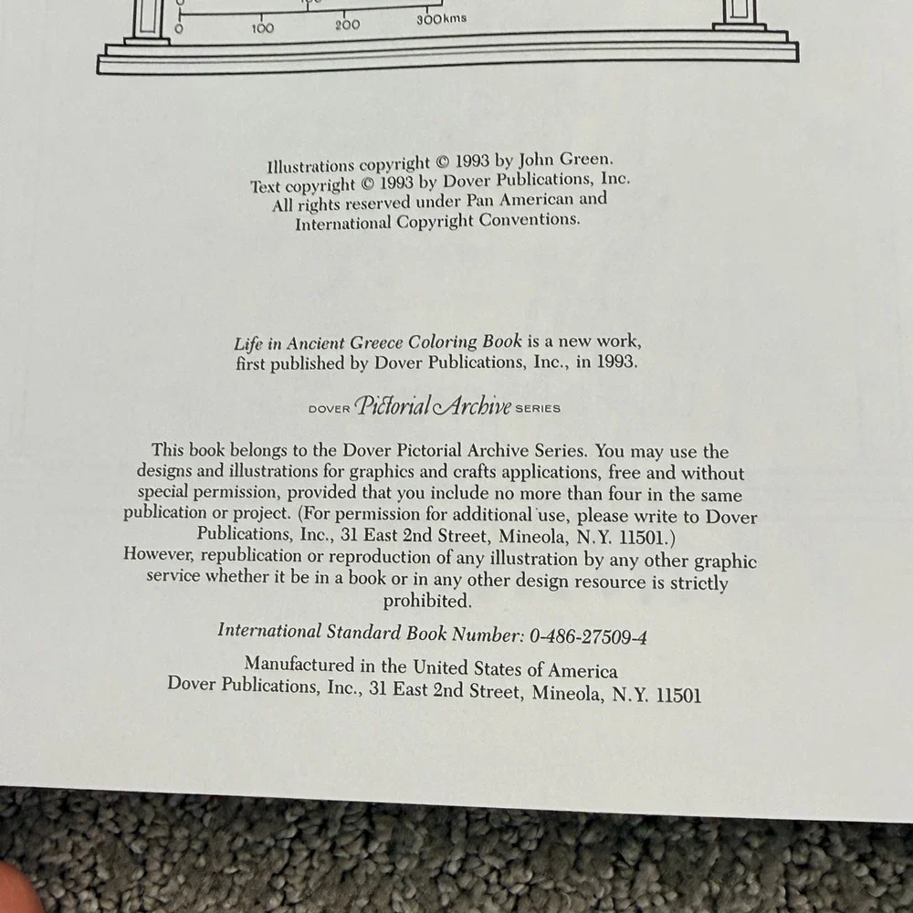 Vintage‎ Dover Life in Ancient Greece Coloring Book John Green 1993 History